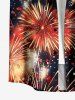 Plus Size Patriotic American Flag Fireworks Print Buttons Pocket Shirt For Men -  