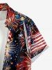Plus Size Patriotic American Flag Fireworks Print Buttons Pocket Shirt For Men -  