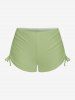 Hibiscus Flowers Tropical Leaf Print Halter Cinched Boyleg Tankini Swimsuit -  