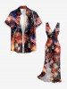 Patriotic American Flag Fireworks Print Ruffles Split Surplice Dress -  