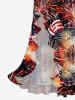 Patriotic American Flag Fireworks Print Ruffles Split Surplice Dress -  