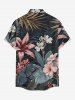 Hibiscus Flowers Leaf Print Buttons Pocket Hawaii Shirt For Men -  