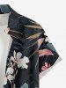 Plus Size Hibiscus Flowers Leaf Print Buttons Pocket Hawaii Shirt For Men -  