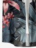 Plus Size Hibiscus Flowers Leaf Print Buttons Pocket Hawaii Shirt For Men -  