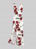 Tropical Leaf Flower Print Hawaii Ruffles Split Dress - Rouge foncé S