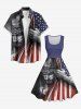 Patriotic American Flag Pigeon Print Vintage Swing A Line Dress -  