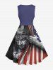 Patriotic American Flag Pigeon Print Vintage Swing A Line Dress -  