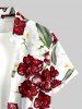 Plus Size Tropical Leaf Flower Print Hawaii Button Pocket Shirt For Men -  