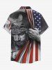 Patriotic American Flag Pigeon Print Button Pocket Shirt For Men -  