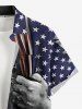 Patriotic American Flag Pigeon Print Button Pocket Shirt For Men -  