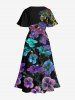 Robe midi trapèze grande taille à imprimé floral hawaïen et poches fendues - Concorde XS