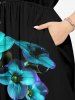 Robe midi trapèze grande taille à imprimé floral hawaïen et poches fendues - Concorde XS