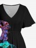Robe midi trapèze grande taille à imprimé floral hawaïen et poches fendues - Concorde XS