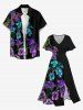 Robe midi trapèze grande taille à imprimé floral hawaïen et poches fendues - Concorde XS