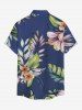 Tropical Leaf Flower Print Hawaii Button Pocket Shirt For Men - Bleu profond 5XL