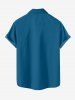 Plus Size Dinosaur Letters Sea Waves Print Hawaii Button Pocket Shirt For Men -  