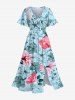 Hibiscus Flowers Leaf Print Plus Size Matching Hawaii Beach Outfit For Couples -  