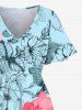 Hibiscus Flowers Leaf Print Plus Size Matching Hawaii Beach Outfit For Couples -  