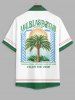 Ships From US Warehouse • Fast Delivery In 2–3 Business Days | Men's Matching Two Piece Co Ord Letter Palm Sun Graphic Printed Camp Collar Short Sleeves Shirt And Drawstring Casual Shorts Set -  
