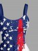 Plus Size Patriotic American Flag Paint Splatter Print Tank Dress - Bleu XS