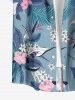 Plus Size Flowers Leaf Tropical Print Buttons Pocket Hawaii Shirt For Men - Bleu clair XL