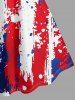 Plus Size Patriotic American Flag Paint Splatter Print Tank Dress - Bleu 5X