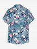 Plus Size Flowers Leaf Tropical Print Buttons Pocket Hawaii Shirt For Men -  