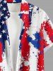 Plus Size Patriotic American Flag Paint Splatter Print Buttons Pocket Shirt For Men - Bleu profond L