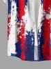 Plus Size Patriotic American Flag Paint Splatter Print Buttons Pocket Shirt For Men - Bleu profond L