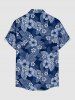 Plus Size Flowers Leaf Print Buttons Pocket Hawaii Shirt For Men - Bleu profond 2XL