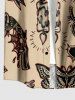 Plus Size Skull Leopard Bird Candle Ring Print Buttons Pocket Hawaii Shirt For Men -  