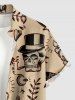 Plus Size Skull Leopard Bird Candle Ring Print Buttons Pocket Hawaii Shirt For Men -  