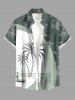 Plus Size Coconut Tree Seascape Umbrella Flowers Colorblock Print Buttons Pocket Hawaii Shirt For Men - Vert clair 4XL