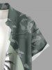 Plus Size Coconut Tree Seascape Umbrella Flowers Colorblock Print Buttons Pocket Hawaii Shirt For Men - Vert clair 4XL