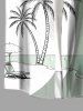 Plus Size Coconut Tree Seascape Umbrella Flowers Colorblock Print Buttons Pocket Hawaii Shirt For Men - Vert clair 4XL