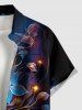 Plus Size Flowers Galaxy Glitter 3D Print Buttons Pocket Hawaii Shirt For Men - Bleu Ciel 2XL
