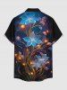 Plus Size Flowers Galaxy Glitter 3D Print Buttons Pocket Hawaii Shirt For Men - Bleu Ciel 4XL