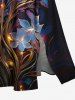 Plus Size Flowers Galaxy Glitter 3D Print Split Hawaii Midi Dress -  
