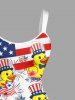 Patriotic American Flag Fireworks Ducks Flower Print Tank Dress -  