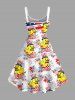 Patriotic American Flag Fireworks Ducks Flower Print Tank Dress -  