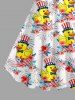 Patriotic American Flag Fireworks Ducks Flower Print Tank Dress -  