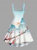 Plus Size Mountain Flower Branch Sun Print Hawaii Tank Dress -  