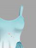 Plus Size Mountain Flower Branch Sun Print Hawaii Tank Dress -  