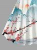 Plus Size Mountain Flower Branch Sun Print Hawaii Tank Dress -  