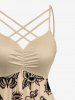 Skull Leopard Bird Candle Ring Print Ruched Lattice Crisscross Straps Hawaii Dress -  