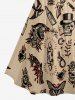 Skull Leopard Bird Candle Ring Print Ruched Lattice Crisscross Straps Hawaii Dress -  