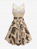 Skull Leopard Bird Candle Ring Print Ruched Lattice Crisscross Straps Hawaii Dress -  