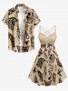 Skull Leopard Bird Candle Ring Print Ruched Lattice Crisscross Straps Hawaii Dress -  