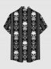 Plus Size Skull Heart Striped Print Button Pocket Shirt For Men -  