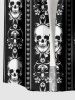 Plus Size Skull Heart Striped Print Button Pocket Shirt For Men -  